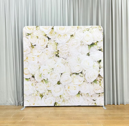 White rose flower wall photo booth backdrop
